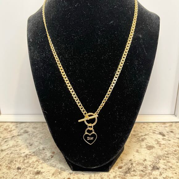 Dior Black Heart Charm with an 18” Cuban Link Chain Necklace - Picture 3 of 3